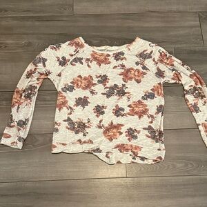 Rewind Floral Long Sleeve Top - Cream and Brown